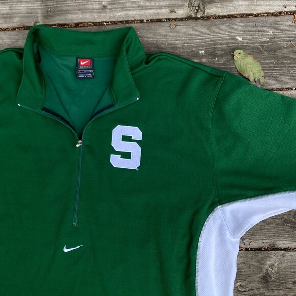 Vintage Nike Center Swoosh Michigan State Jersey T Shirt Green Large - Picture 15 of 16
